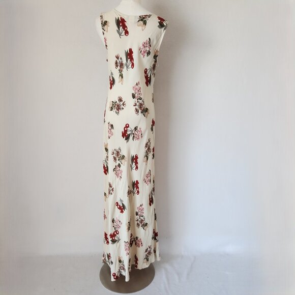 Vintage Y2K  NC Love USA Made Rayon Chiffon Sherry Floral Maxi Dress Sleeveless - Picture 5 of 10